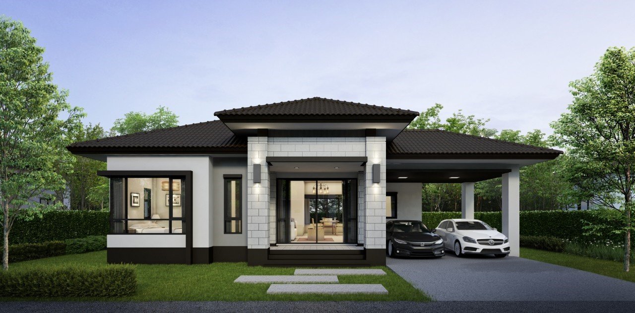 Single House — 3D Rendering (Front)
