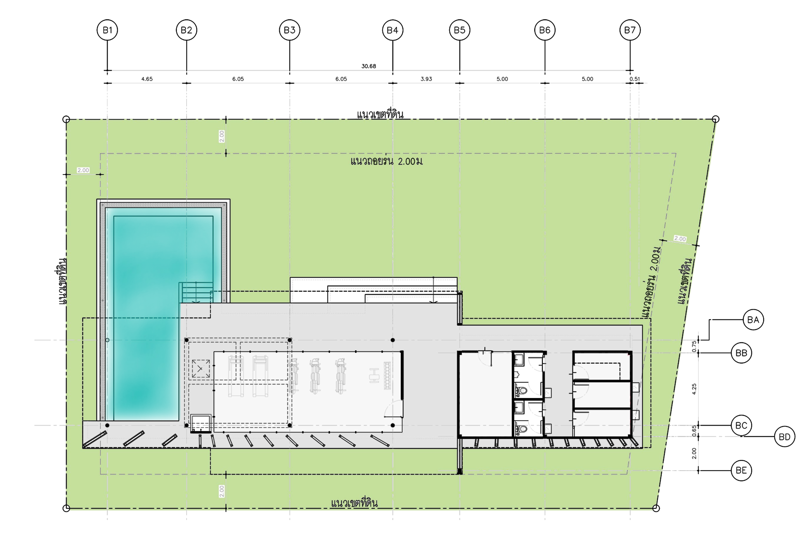 Clubhouse — Floor Plan (Pool, Fitness, Restrooms)